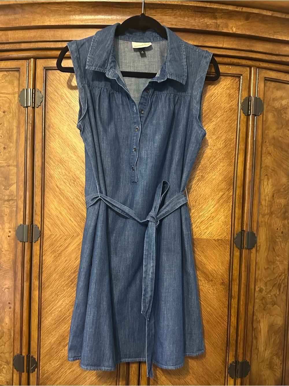 Universal Thread Chambray Denim Shirt Dress Belted Sleeveless M - Picture 2 of 15